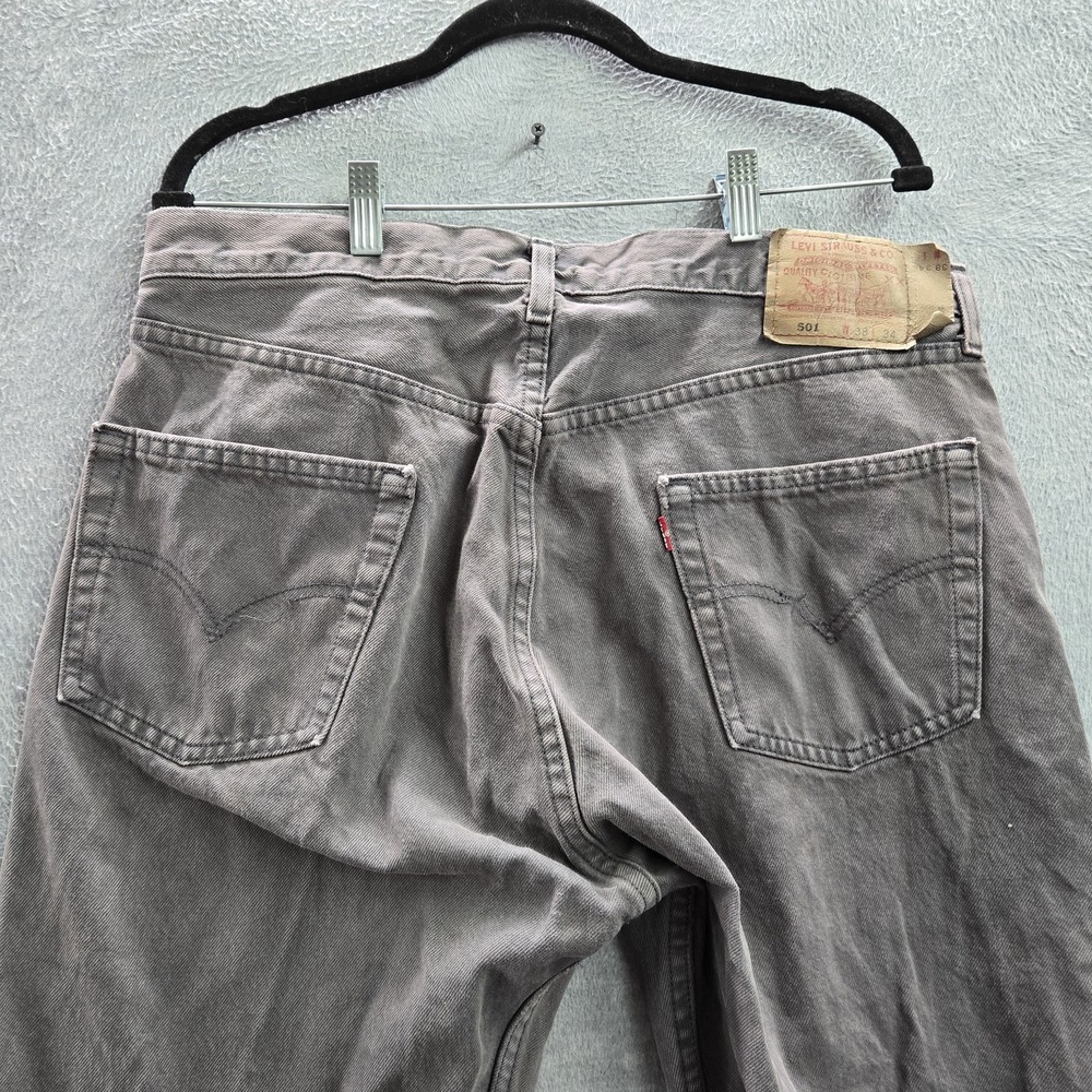 VINTAGE Levi's 501 Men Jeans 38X34 Gray Denim Original‎ Fit Straight Leg Y2K USA - Picture 14 of 15